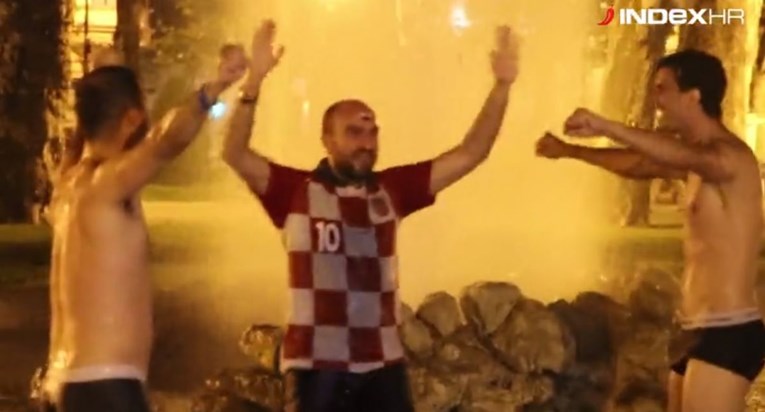 VIDEO Ludnica u Zagrebu: Navijači se kupali na Zrinjevcu