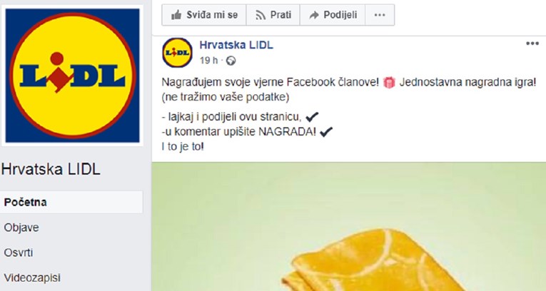 Lidl upozorava na lažne Facebook stranice koje dijele nagrade, ne nasjedajte
