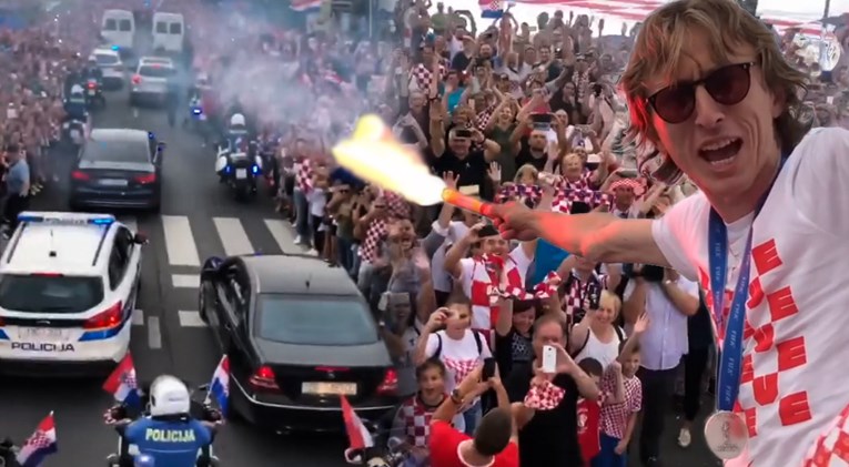 VIDEO Modrić s bakljom vodi navijanje do Trga, kliče mu 200 tisuća ljudi