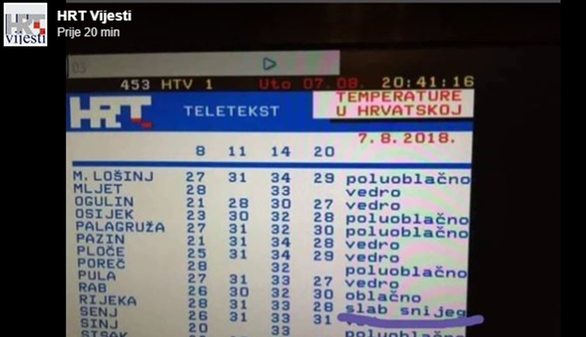 HRT-ovci se našalili na svoj račun nakon što su napisali da u Rijeci pada snijeg