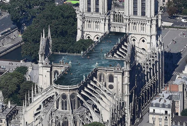 FOTO Bazen na krovu Notre-Damea jedna je od najluđih ideja za obnovu ove crkve