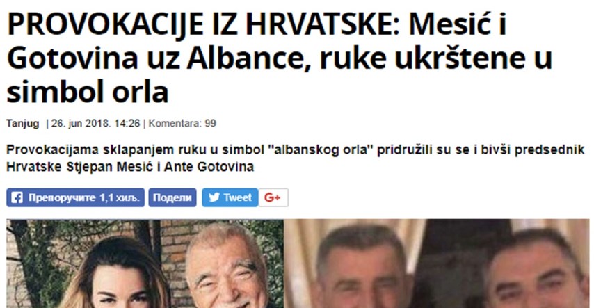 Bijesni Srbi tvrde da ih Mesić i Gotovina provociraju, internetom šire prastare fotografije