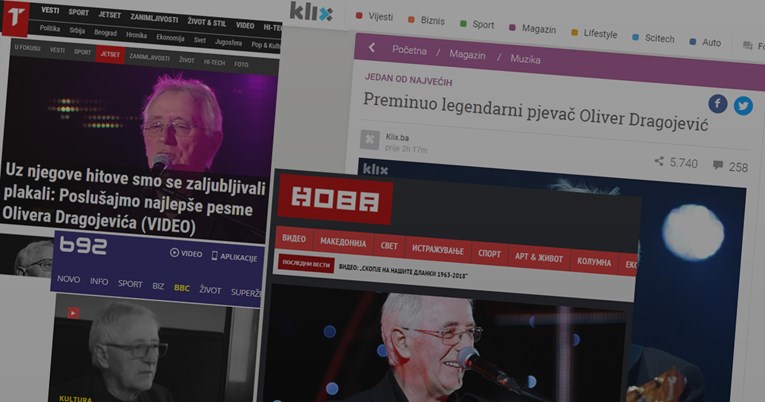 Oliverova smrt udarna vijest u medijima zemalja bivše Jugoslavije