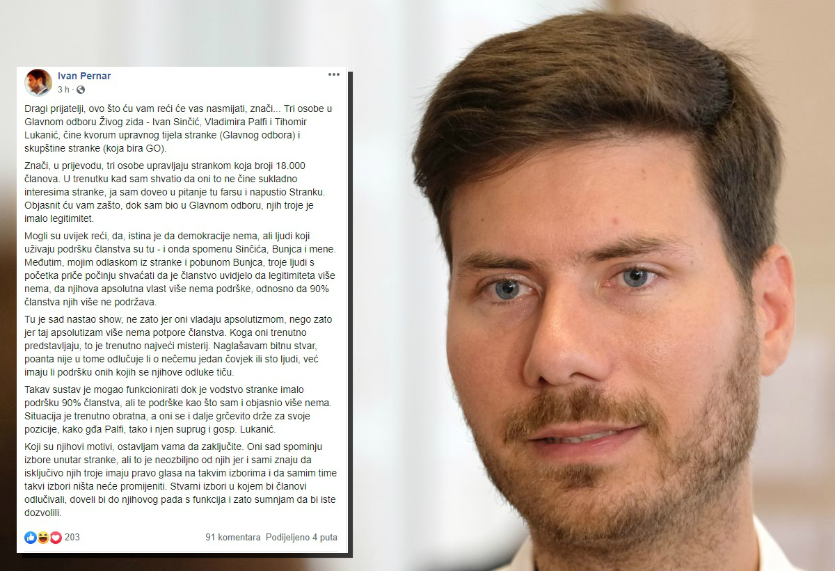 Pernar u tri ujutro na Fejsu pisao o Sinčiću i Palfi
