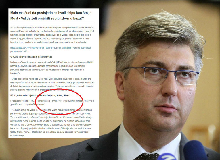 HDZ i na svojim stranicama napao Kolindu na prilično čudan način