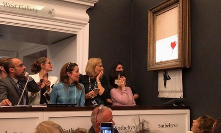 Banksyjeva slika se samouništila nakon što je prodana za milijun funti