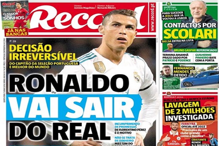 "Ronaldo odlazi iz Reala, gotovo je": Vodeći portugalski sportski dnevnik razvalio preko naslovnice