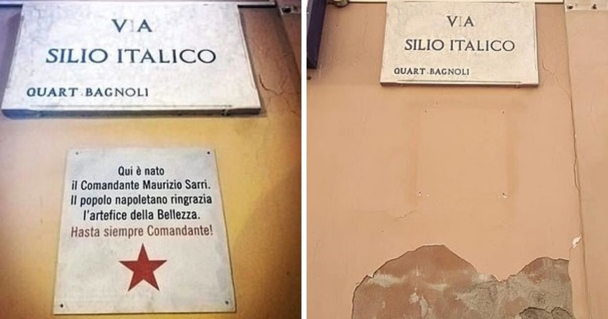 Napolitanci iščupali počasnu ploču s rodne kuće "izdajnika" Sarrija
