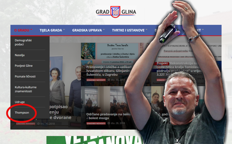 Nije šala, Grad Glina na web stranicama ima rubriku Thompson