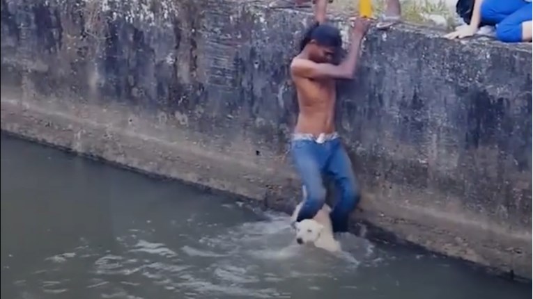 Hrabri dječak je spasio psa koji se skoro utopio u kanalu