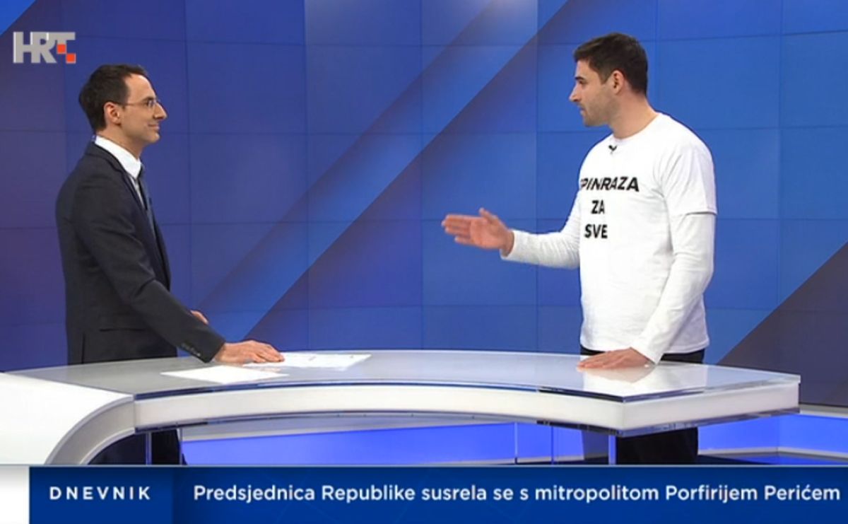 Bernardić na HTV došao u majici Spinraza za sve. Nije uspio ništa reći o njoj