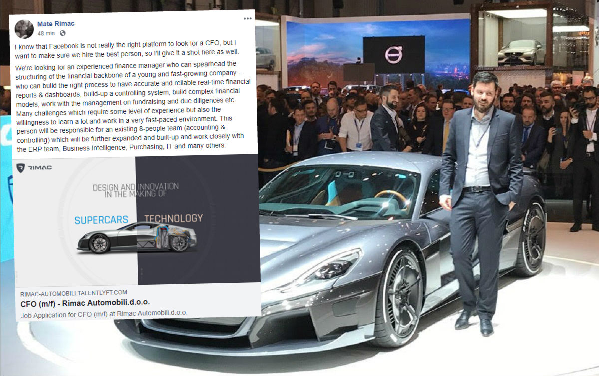 Rimac opet zapošljava, traži šefa financija