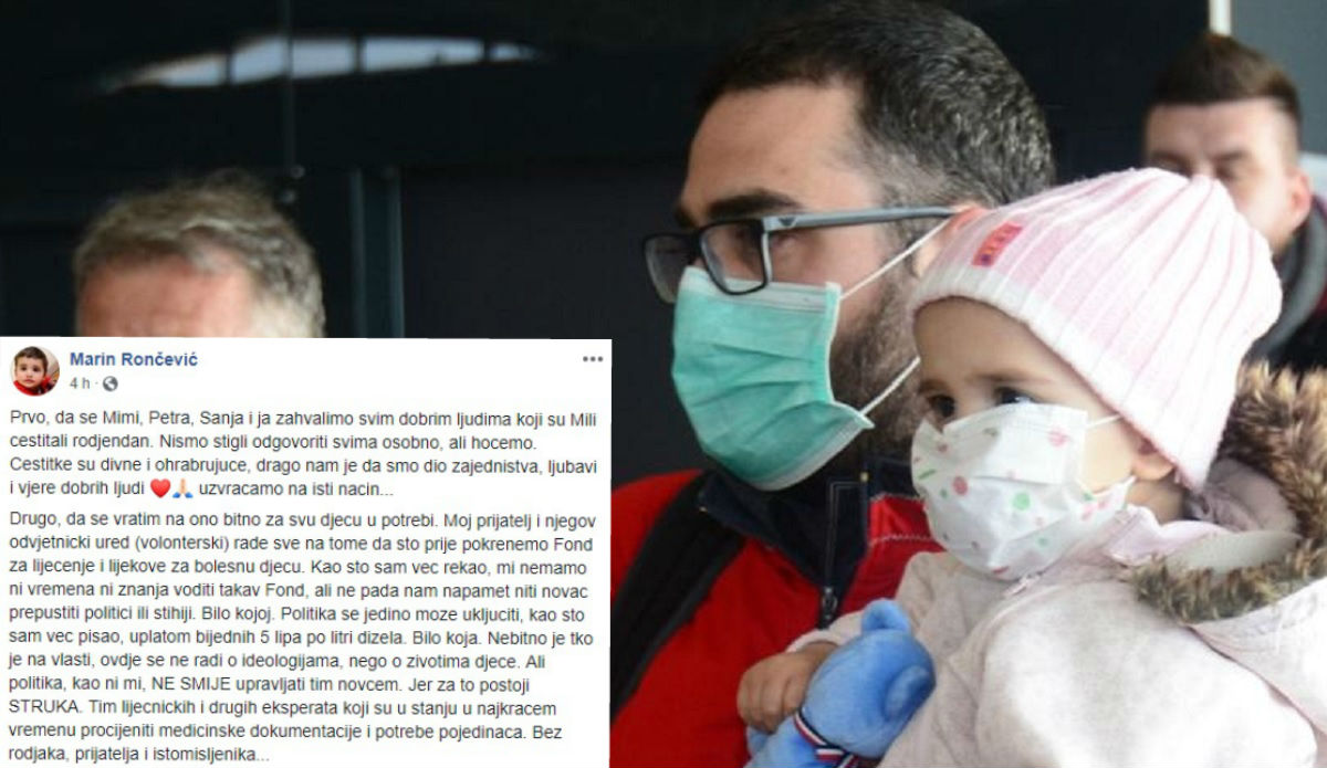 Milin otac političarima: Nećete dirati skupljen novac. Uplatite bijednih 5 lipa