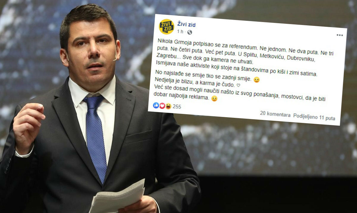 Živi zid optužio Grmoju da se 5 puta potpisao na referendum