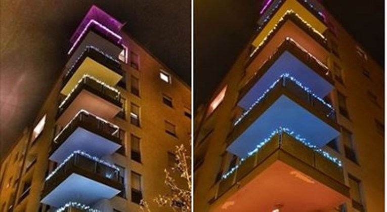 Božićna čarolija na zgradi u Zagrebu oduševila Fejs: "Zato kaj su susedi složni"