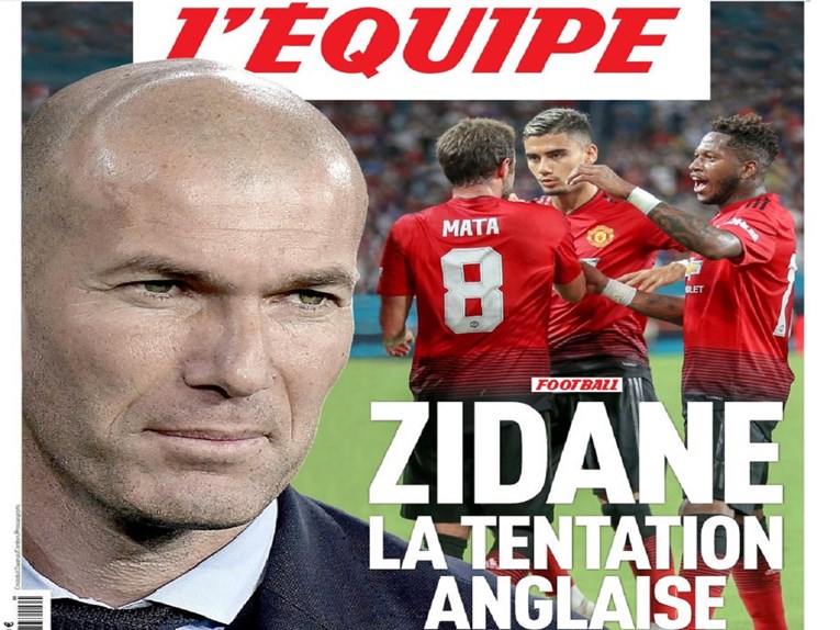 Naslovnica L'Equipea: Zidane želi preuzeti Manchester United