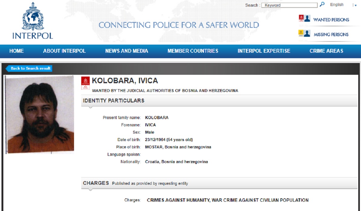 Interpol raspisao tjeralicu za bivšim članom HVO-a zbog zločina u Mostaru