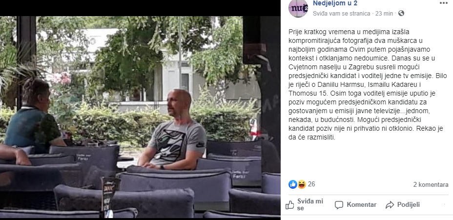 Milanović i Stanković snimljeni u kafiću, voditelj objasnio o čemu su pričali