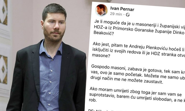 Pernar obrisao objavu: "Masoni, tek sam krenuo na vas, možete me samo ubiti"
