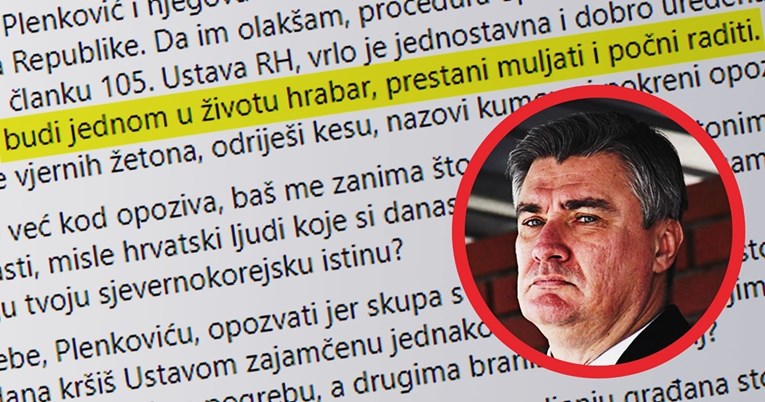 Milanović o opozivu: Ajde Plenkoviću, budi jednom u životu hrabar