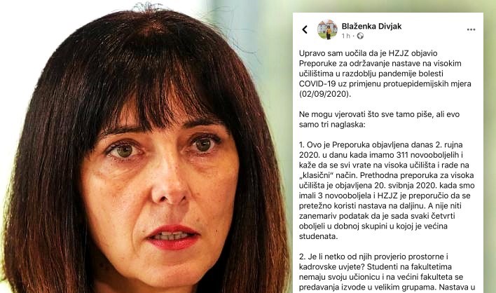 Divjak o uputama HZJZ-a za fakultete: Ne mogu vjerovati što sve tamo piše