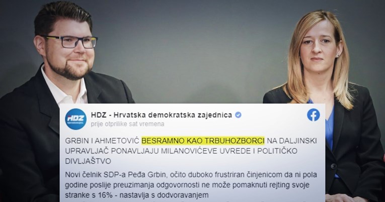 HDZ: Grbin i Ahmetović besramno kao trbuhozborci ponavljaju Milanovićeve uvrede