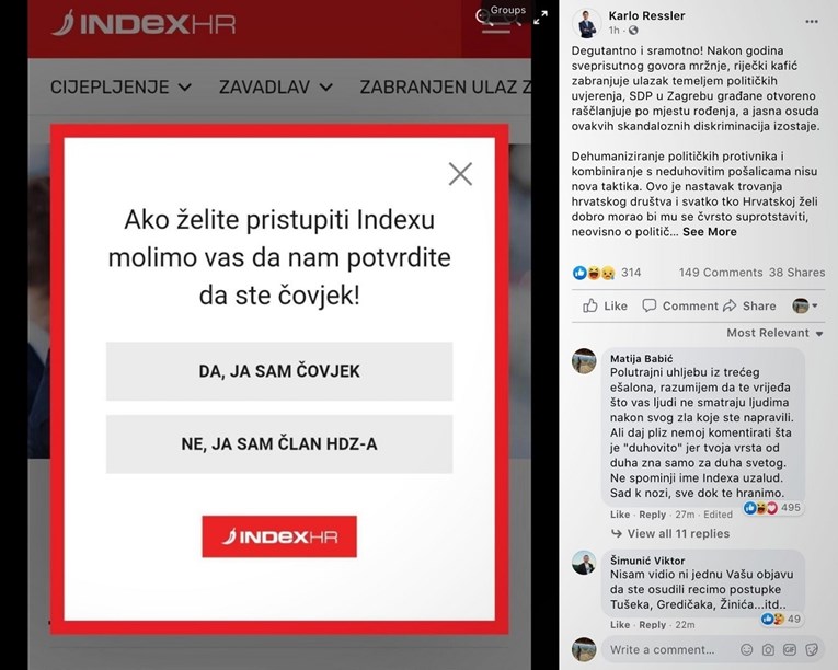 Šeksov posinak: Indexovo dehumaniziranje HDZ-a je degutantno i sramotno