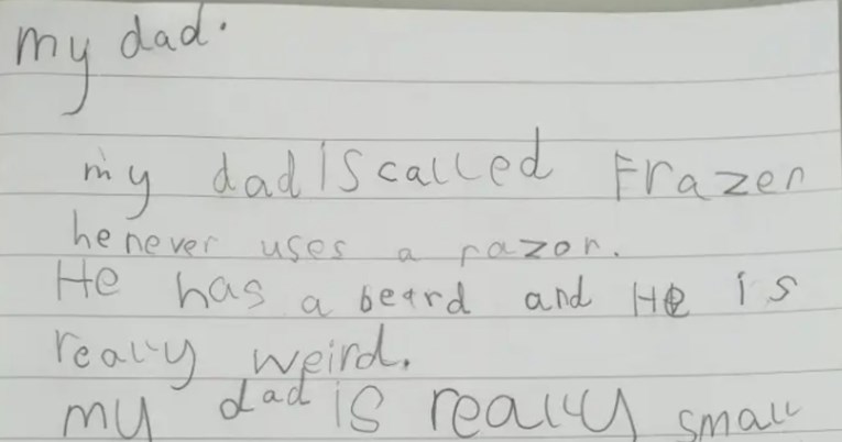 Curica (5) napisala urnebesnu pjesmu o tati: "Lijen je, ima velik trbuh i smrdi"