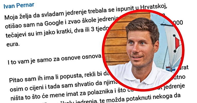 Pernar piše da mu škole jedrenja nisu dale popust, ljudi se sprdaju: "Lik je žicaroš"
