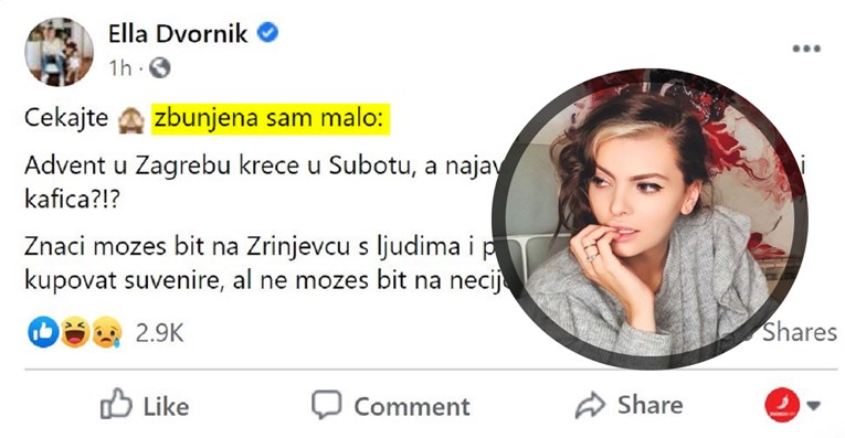 Ella Dvornik zbunjena novim mjerama: Zatvaraju kafiće i restorane, a otvaraju Advent?