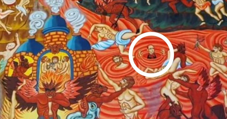 U pravoslavnoj crkvi u Srbiji nacrtan Stepinac kako gori u paklu