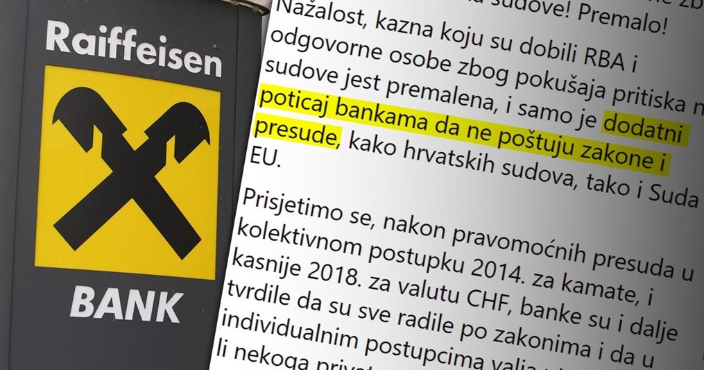 Udruga Franak: Kazna za RBA dodatni je poticaj bankama da ne poštuju zakone