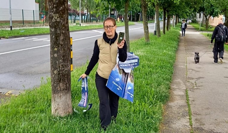 VIDEO Kandidatkinja Možemo! skidala plakate u Zagrebu, HDZ-ovac pozvao policiju