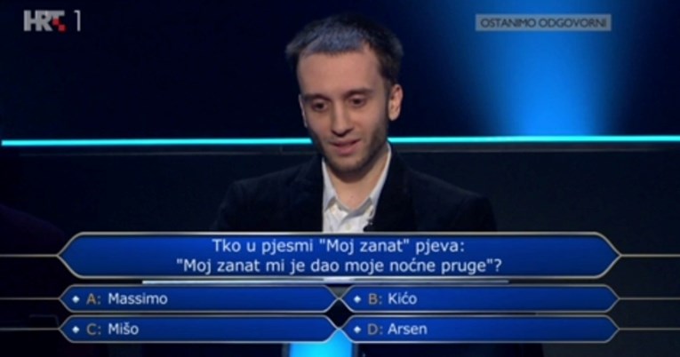 Krešimir u Milijunašu potrošio džoker na pitanju o domaćoj pjesmi. Znate li odgovor?