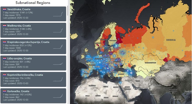 WHO: Ovo su najgore regije po novozaraženima. Hrvatske županije na prvih 6 mjesta