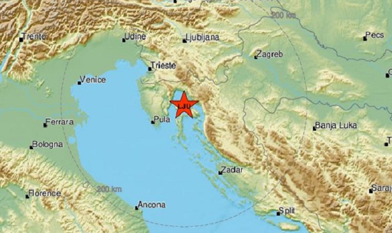 Kod Rijeke potres magnitude 2 po Richteru