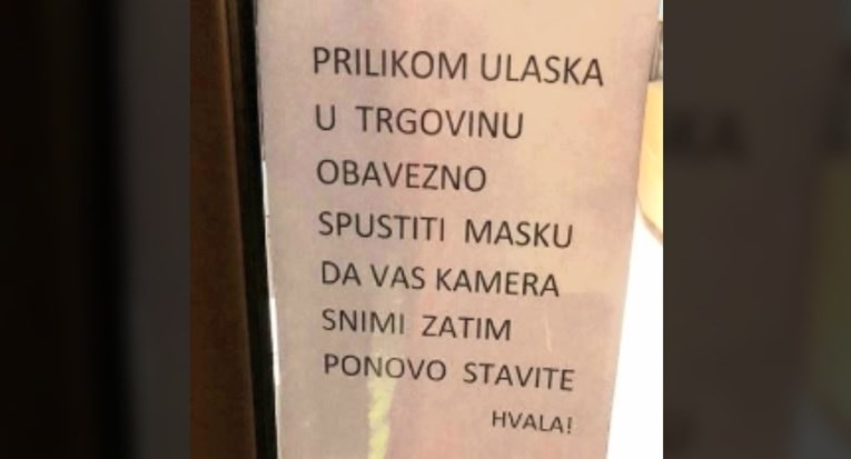Dalmatinci se smiju natpisu u jednoj trgovini: "Obavezno spustiti masku..."