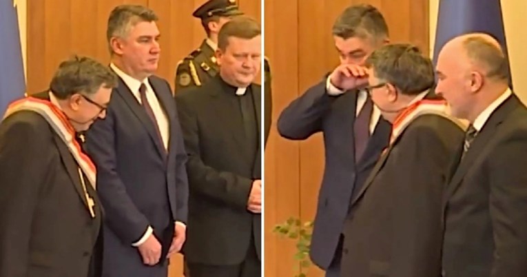 Milanović odlikovao Puljića, zakopčao šlic i rukom brisao nos, ljudi pišu: Urnebesno