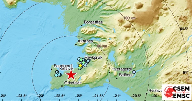 Neprekidna serija potresa kod Reykjavika, najjači jutros bio je magnitude 5.2