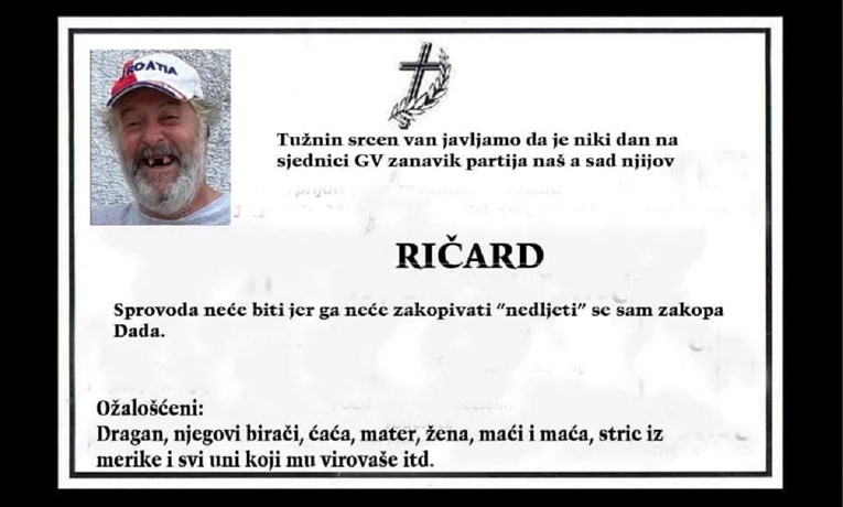 SDP-ovac objavio osmrtnicu Ričardu