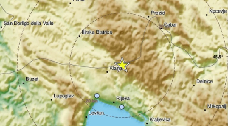 Kod Rijeke potres magnitude 3 po Richteru