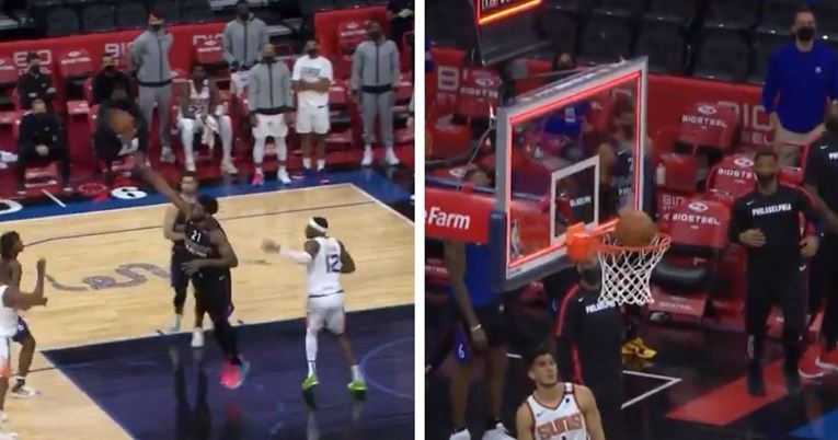 Embiid je u zadnjoj sekundi šutnuo iz svog reketa. Pogledajte što se dalje dogodilo