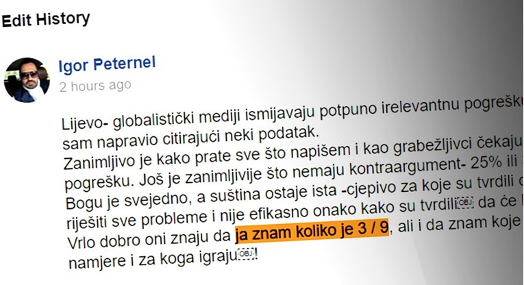 Peternel krivo izračunao koliko je 3 od 12, naljutio se na medije pa opet pogriješio
