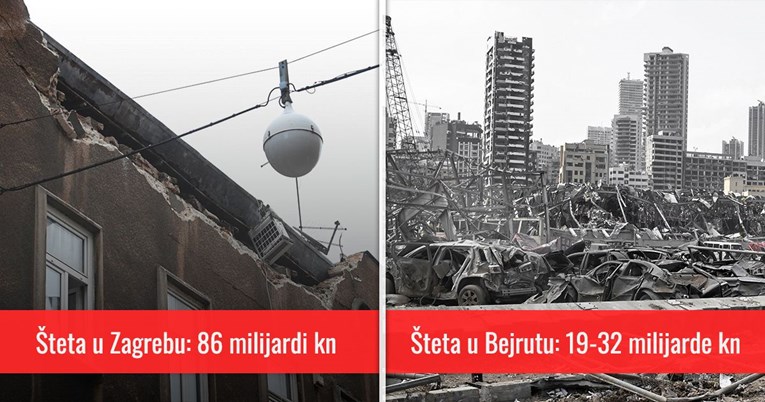 Šteta u Zagrebu: 86 milijardi kuna. Šteta u Bejrutu: Do 32 milijarde kuna. Kako to?