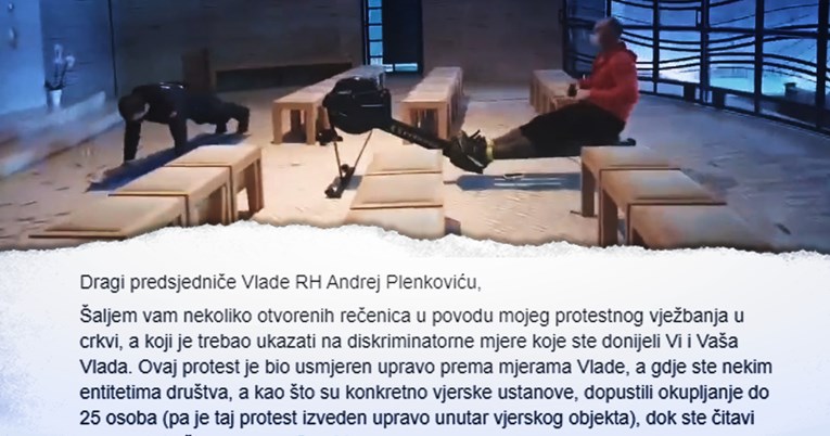 Tip koji je prijavljen jer je vježbao u crkvi poslao poruku Plenkoviću