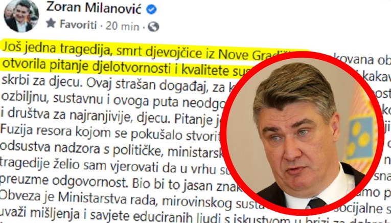 Milanović o smrti curice: Ovo traži ozbiljnu, sustavnu i neodgodivu intervenciju