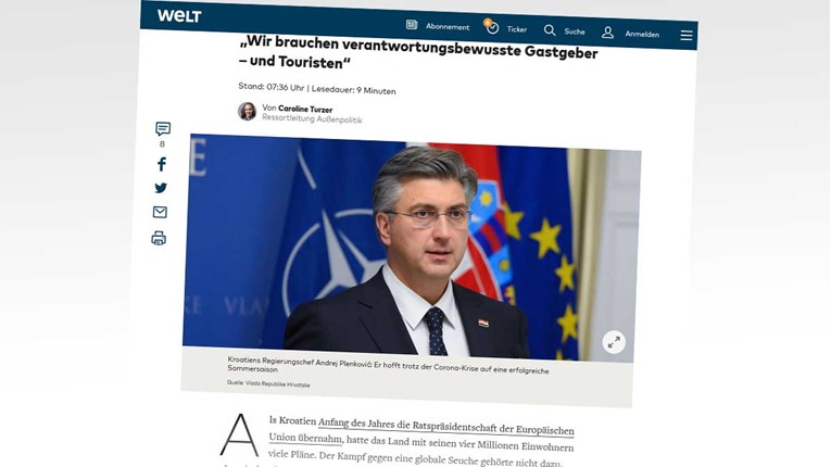 Plenković u Die Weltu: Krajem siječnja bilo mi je jasno da korona može biti opasna