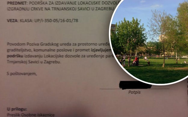 Ruše trećinu parka, a tvrde da ga uređuju: Svećenik na misi dijelio letke za gradnju crkve