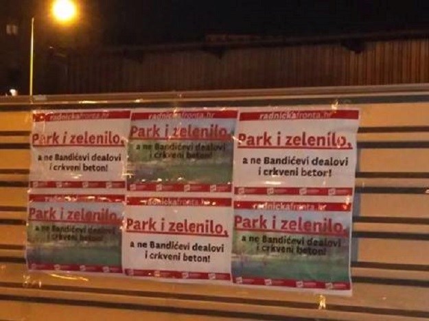 Radnička fronta u noćnoj akciji protiv gradnje crkve u parku na Savici