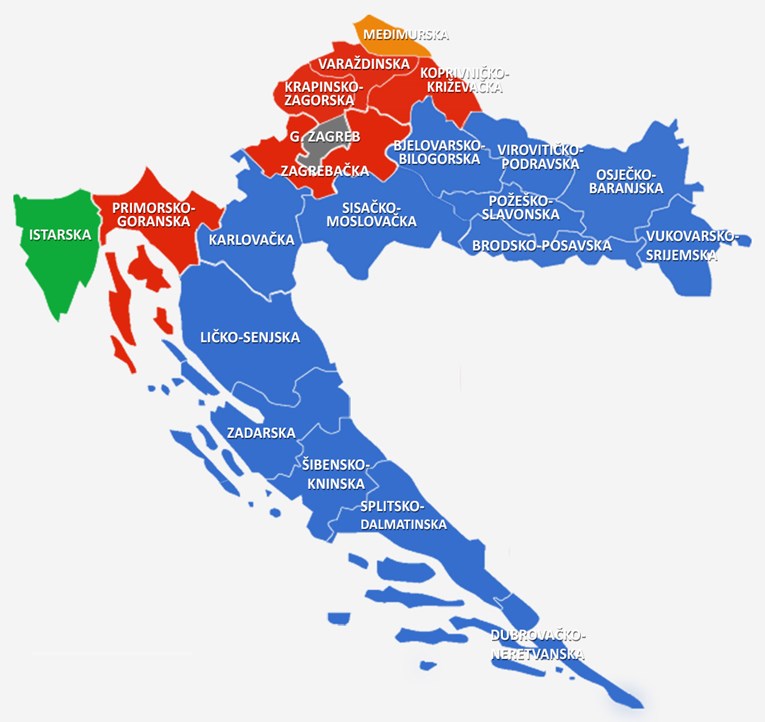 županije u hrvatskoj karta POGLEDAJTE KARTU ŽUPANIJA U ove tri županije vladao je HDZ, a za  županije u hrvatskoj karta